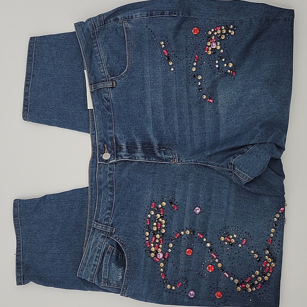 Est. 1946 Denim Mid-Rise Skinny Jewel Jeans, Size 24W